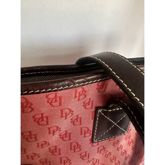 Dooney & Bourke Shoulder Bag Pink Red Canvas Sign. Logo Leather Trim Mean Girls - Picture 9 of 14